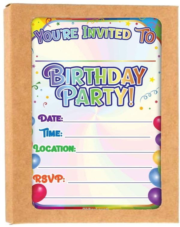 Rainbow Birthday Party Invitations with Envelopes | Kids Birthday | Gender Neutral, Invitations for Girls, Invitations for Boys | with Birthday Sticker - Image 5