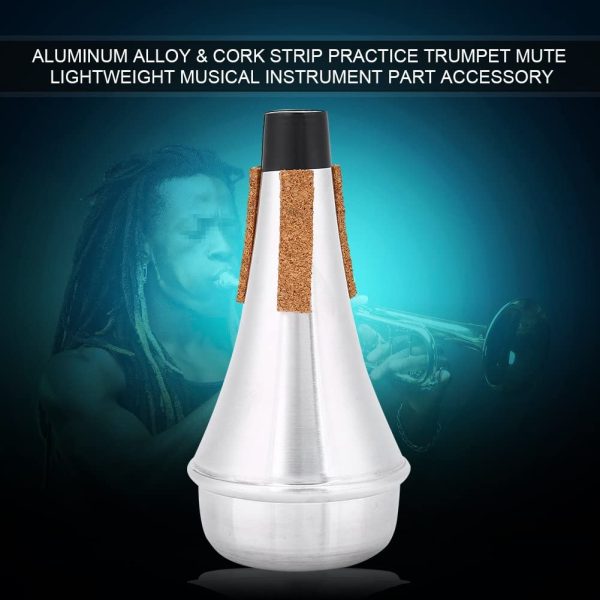 Trumpet Mute, Aluminum Alloy & Cork Strip Practice Trumpet Cornet straight Mute Musical Instrument Part - Image 2