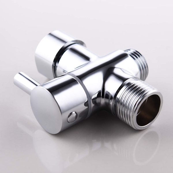 Ciencia Metal T-adapter with Shut-off t Valve, 7/8 or 15/16 and G1/2 3-way water Tee Connector,for handheld toilet bidet spray bathroom,Chrome, DSF006 - Image 5