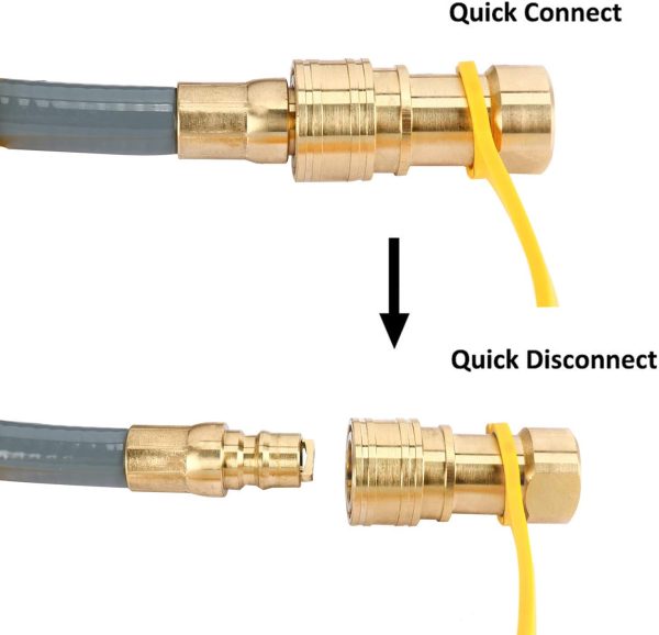 Natural Gas Grill Hose with 3/8" Male Flare Quick Connect/Disconnect - 3/8inch Female Flare Adapter for Outdoor NG/Propane Appliance - CSA Certified (12FT) - Image 9