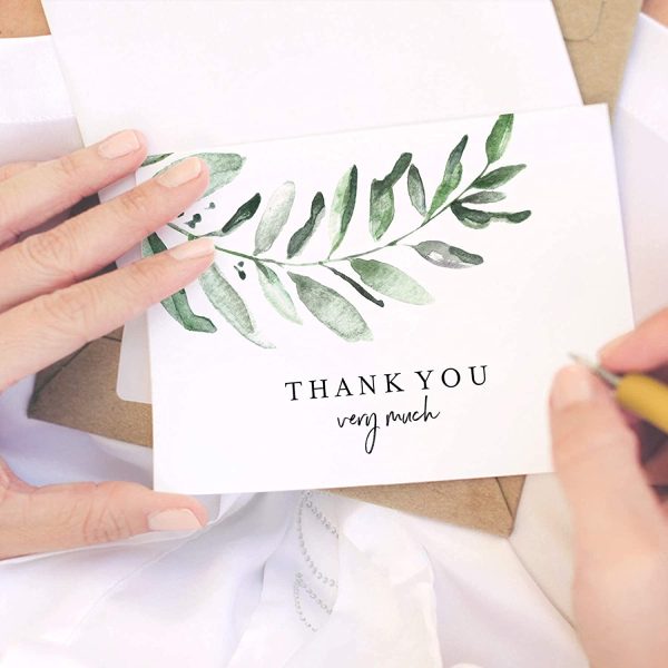 Thank You Cards - 25 Greenery Cards with Envelopes, 4 x 6 Uncoated, Heavyweight Card Stock for Weddings, Receptions, Bridal Showers, Baby Showers, Graduations, Special Events - Image 7