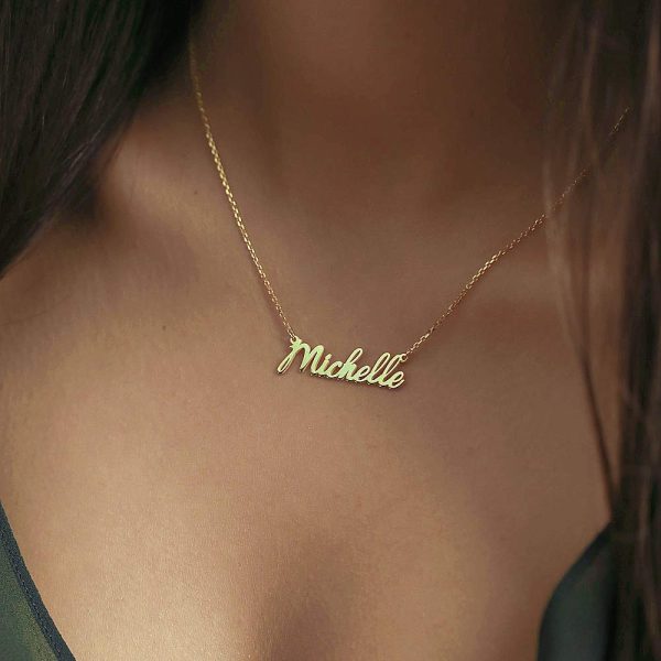 Personalized 18k gold plated cursive name necklace, 925 sterling silver with gold plated name cursive necklaces - Image 5