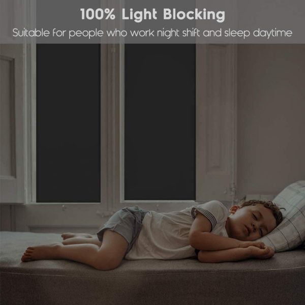 Rabbitgoo Blackout Window Treatments for Day Sleeping or Baby Nursery Black Window Film Privacy Film Blackout Glass Film Window Cling Room Darkening Window Tinting Film Non-Adhesive Window Sticker Light Blocking Static Cling Window Tint for Privacy, 17.5 x 78.7 inches(44.5x200cm) - Image 6