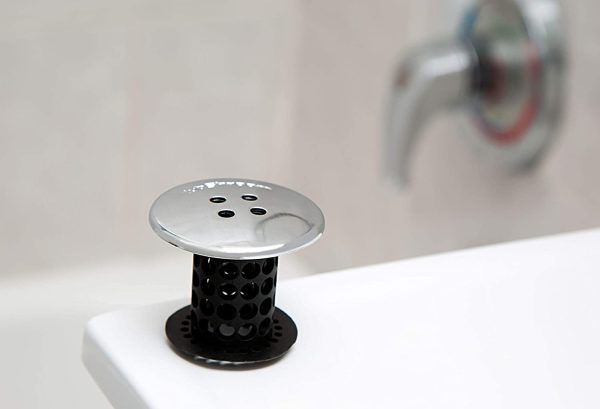 TubShroom Chrome Edition Revolutionary Tub Drain Protector Hair Catcher, Strainer, Snare, Black Black Chrome - Image 2