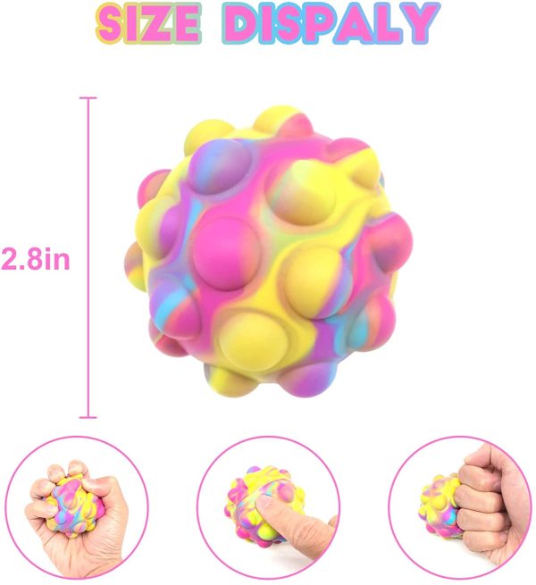 Pop It Ball Fidget Toy 6 Packs 3D  Squeeze Balls Toy Push Bubble Pop Its Fidget Toys Popits Squishy Stress Balls Release Stress Ball Birthday Gift for Kids and Adults (4pcs) - Image 6