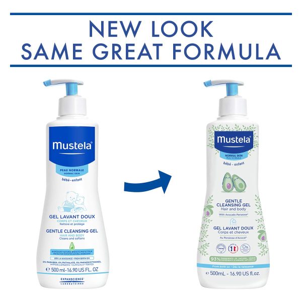 Mustela Baby Gentle Cleansing Gel - Baby Hair and Body Wash - with Natural Avocado fortified with Vitamin B5 - Biodegradable Formula and Tear-Free