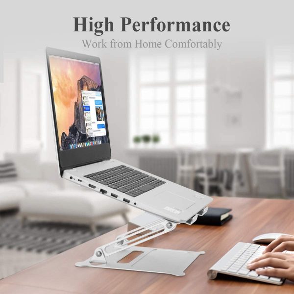 Adjustable Laptop Stand for Desk, Ergonomic Portable Aluminum Laptop Desk Stand, Non-Slip, Stable, Foldable Laptop Riser, Compatible with MacBook Pro/Air and More Notebooks