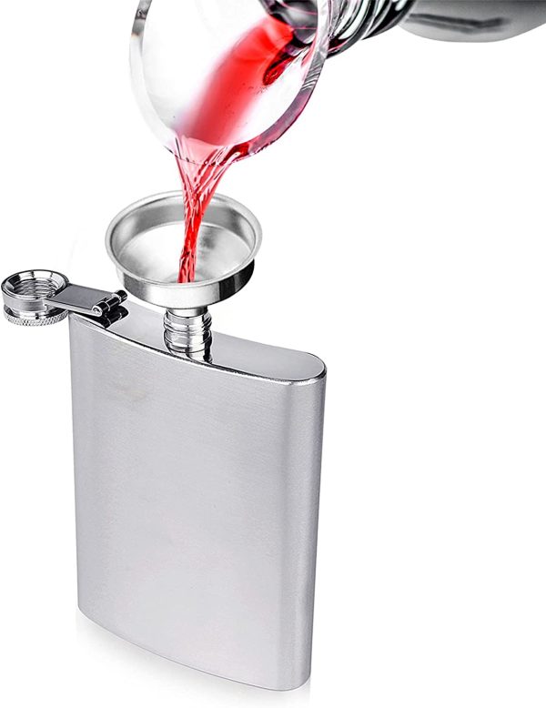 Portable Hip Flask Set of 2, 8 oz Alcohol Flasks with Hip Flask Funnel for Men and Women, Used for Storing Drinks and Liquor - Image 3