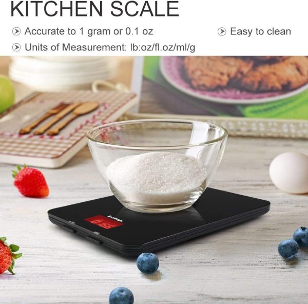 201B Digital Kitchen Scale Multifunction Meat Food Scale Tempered Glass Surface with LCD Display for Baking Kitchen Cooking Max Weight 5000g - Image 5