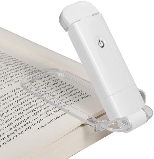 DEWENWILS USB Rechargeable Book Reading Light, Warm White, Brightness Adjustable for Eye-Protection, LED Clip on Book Lights, Portable Bookmark Light for Reading in Bed, White - Image 2