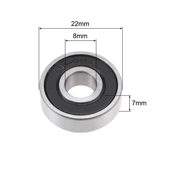 608RS Ball Bearings (8x22x7) 20 Pcs, 608-2RS Skateboard Bearings Rubber Sealed Deep Groove Ball Bearing for 3D Printer Wheel, Roller Skates, Inline Skates, Scooters etc - Image 3