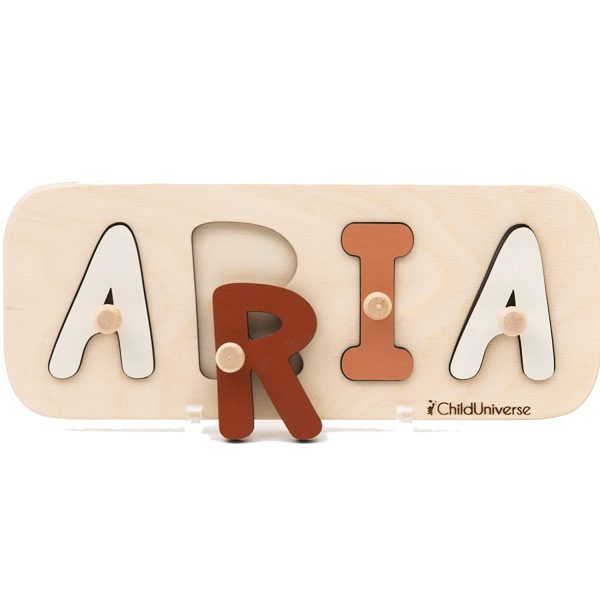 Baby Personalized Wood Name Puzzle With Custom Design - Toddler Name Puzzle For Girls & Boys - Montessori Toys Nursery Décor - Name Sign 1st Birthday Gift for Baby (Pink, Simple) - Image 8