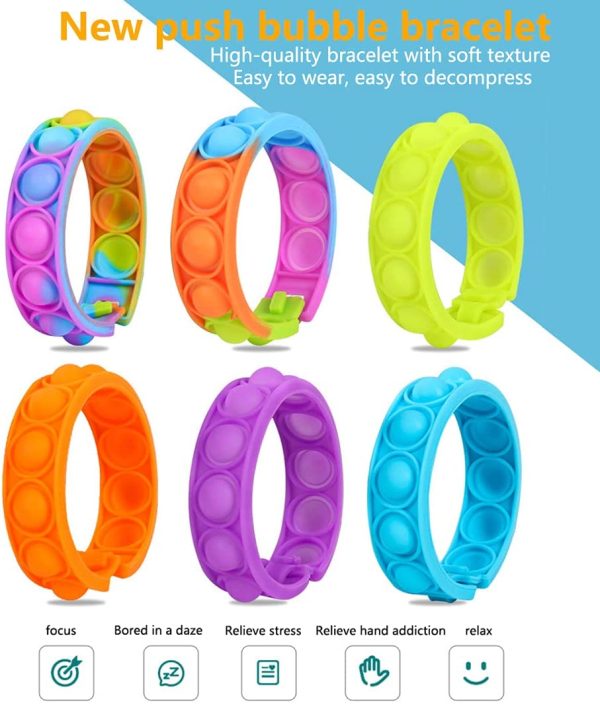 9PCS Push Pop Fidget Toy Fidget Bracelet, Durable and Adjustable, Multicolor Stress Relief Finger Press Bracelet for Kids and Adults Autism - Image 6