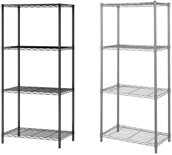 4 Shelf Shelving Unit, Metal Wire Shelving, Storage Organizer Wire Rack for Kitchen, Office and Garage in Black - Image 6