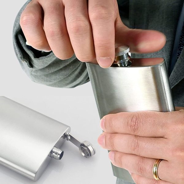 Portable Hip Flask Set of 2, 8 oz Alcohol Flasks with Hip Flask Funnel for Men and Women, Used for Storing Drinks and Liquor