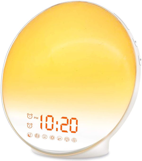 Wake Up Light Digital Alarm Clock Sleep Aid with Sunrise & Sunset Simulation for Bedroom, Bedside and Heavy Sleepers, Kids, with Dual Alarms, FM Radio, Snooze, Night Light, 7 Colors, 7 Natural Sounds - Image 4