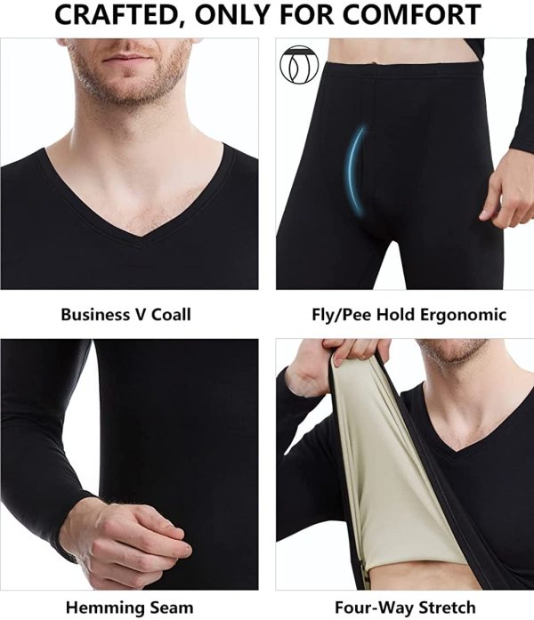 Men's Mid Weight Thermal Underwear Set, Fleece Lined Long Johns Warm Top & Bottom, Winter Warm Base Layer for Skinng - Image 6