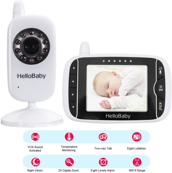 3.2 inch Video Baby Monitor with Night Vision & Temperature Sensor Two Way Talkback System - Image 8