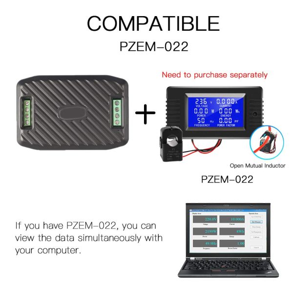 AC Current Voltage Power Energy Frequency Power Factor Communication Module Meter 100A Ammeter Voltmeter Multimeter with RS485 USB Interface and Split Core Current - Image 2