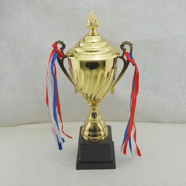 STOBOK Gold Trophy Cup Large Trophy for Sports Tournaments,Competitions, 24.5cm - Image 3