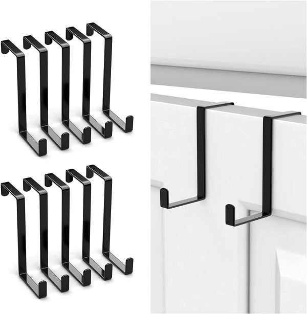 Over The Door Hooks 10 Pack, Z-Shaped Door Hanger Hook Fits The 1 3/8?M?and 1 3/4?M?Door Widths, Reversible Sturdy Metal Over Door Hooks for Hanging Clothes, Coats, Towels and Shoe Organizers (Black)