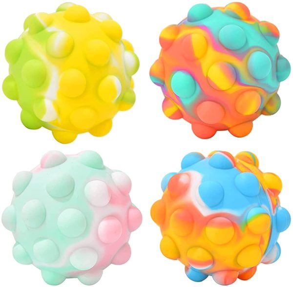 4Pcs Pop Stress Ball Fidget Toy,Push Bubbles Pop Fidget Stress Balls for Kids Adults,Silicone Stress Relief Toys Anti Anxiety Sensory Game Balls Squeeze Ball Fidgets Toys,Nice Christmas Birthday New Year Gift - Image 6