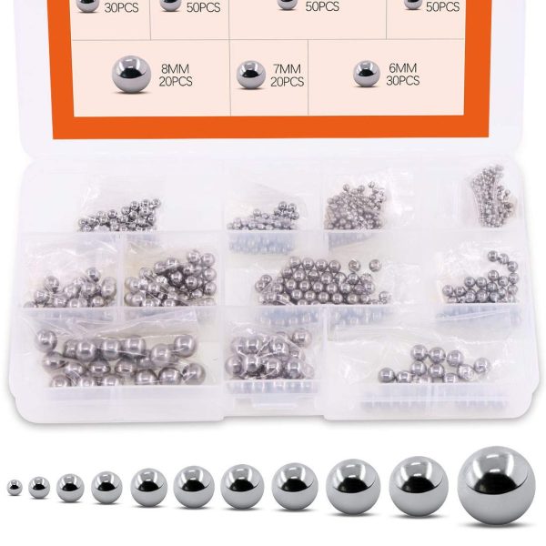 Rustark 510 Piece 11 Sizes Metric Precision Chrome Steel Assorted Loose Bicycle Bearing Ball Assortment Kit for Repairing Bike (2-8mm) - Image 3