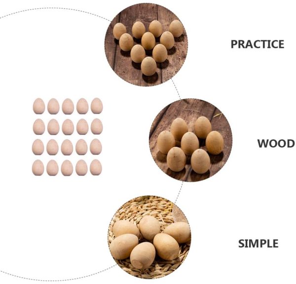 STOBOK Wooden Eggs for Crafts Easter Decorations Unfinished Wood Eggs Easter Eggs Ornament Gift for Kids Easter Art and Creative DIY Crafts - 20 Pieces, 4.5cm - Image 4