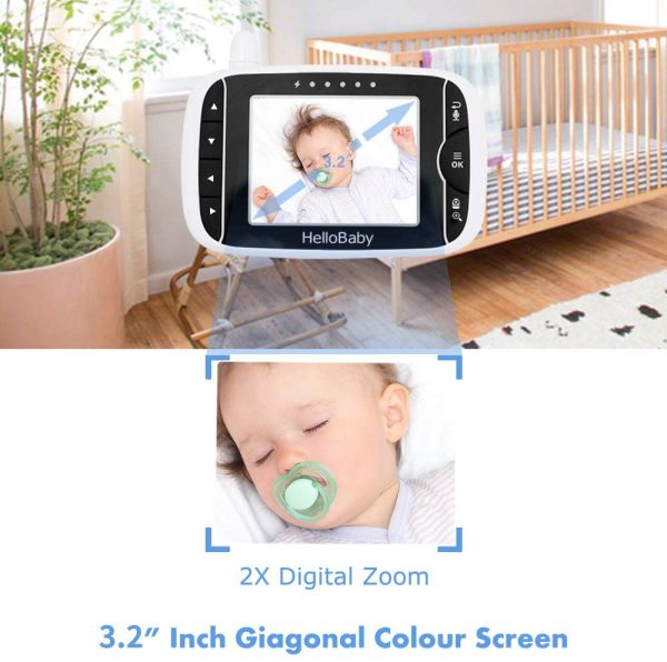 Baby Monitor,  Video Baby Monitor with Camera Remote Pan-Tilt-Zoom, 3.2'' Screen, Infrared Night Vision, Two Way Audio, Temperature Display, Smart VOX Mode - Image 5