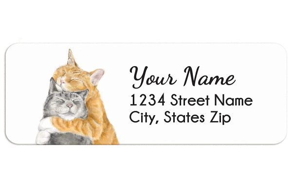 Cuddling Cat Personalized Address Labels for Envelopes, 120 Stickers, Self-adhesive, Wedding Gift For Cat Couples, Keepsake, Wedding Return Address - Image 6