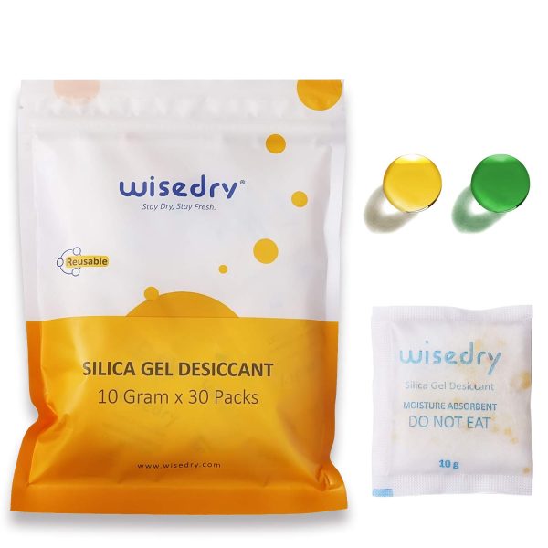 wisedry 10 Gram [30 Packs] Silica Gel Desiccant Packets Reusable for Moisture with Color Indicating Rechargeable Small Dessicant Packs Food Grade - Image 5