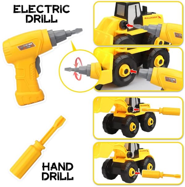 Take Apart Truck Car Toys with Electric Drill - DIY Construction Vehicles Excavator Toy Set with Storage Box Building STEM Toy Gifts for Kids Boys Girls Age 3 4 5 - Image 7