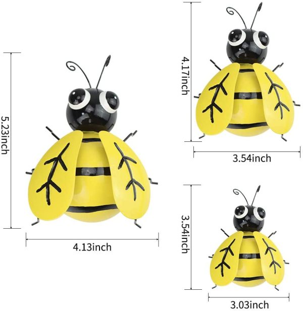 GUIFIER 5 Pieces Metal Bees Outdoor Decor Metal Wall Art Bumble Bee Decorations, 3D Iron Bee Wall Sculpture, Metal Garden Ornaments Hanging Wall Decor for Indoor, Outdoor, Fence, Garden, Yard, Lawn - Image 7