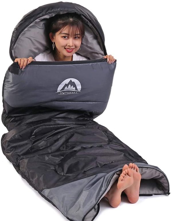 SWTMERRY- Sleeping Bag 3 Seasons (Summer, Spring, Fall) Warm & Cold Weather - Lightweight,Waterproof Indoor & Outdoor Use for Kids, Teens & Adults for Hiking, Backpacking and Camping - Image 6