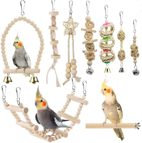 Bird Parrot Swing Toys, Chewing Standing Hanging Perch Hammock Climbing Ladder Bird Cage Toys for Budgerigar, Parakeet, Conure, Cockatiel, Mynah, Love Birds, Finches and Other Small to Medium Birds - Image 6