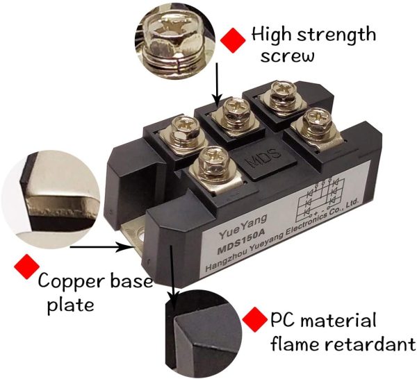 MDS150A 3-Phase Diode Bridge Rectifier 150A1600V Full Wave Diode Module - Image 4