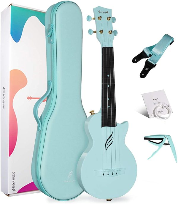 Soprano Ukulele Enya Nova U Mini 21" ?M??arbon Fiber Travel Ukulele?Mչith Beginner Kit includes Semi-Hard Case, Strap, Capo, and Strings (Blue) - Image 2