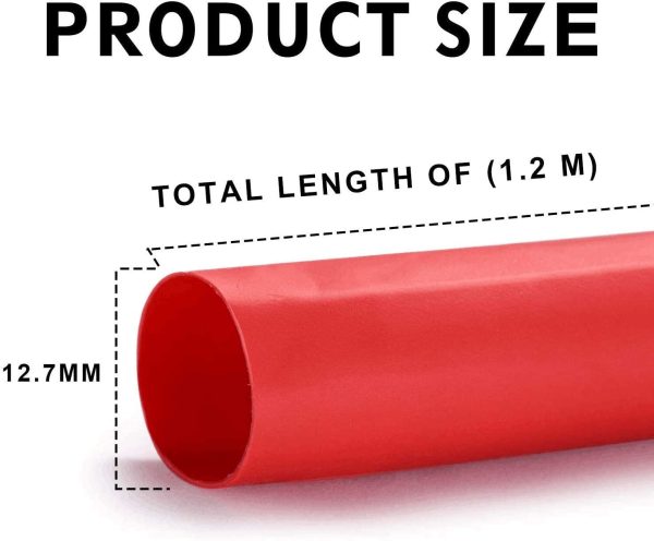 2 Pack 1/2'' Heat Shrink Tube 3:1 Adhesive-Lined Heat Shrinkable Tubing Black & Red 4Ft - Image 4