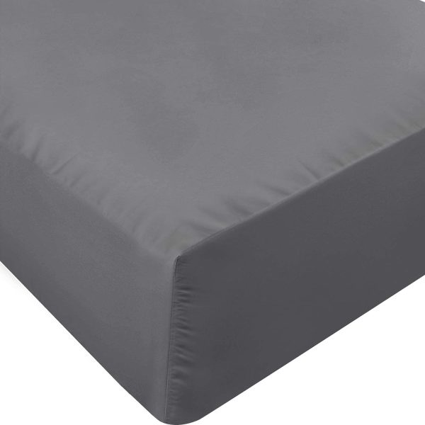 Twin XL Fitted Sheet - Bottom Sheet - Deep Pocket - Soft Microfiber -Shrinkage and Fade Resistant-Easy Care -1 Fitted Sheet Only (Grey) - Image 3