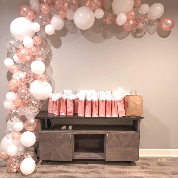 QYCX  Pcs Party Balloons, White Rose Gold Balloon Arch Garland Kit, Confetti Latex Balloons Macaron Balloons White Rose Gold Latex Balloons with Balloon Chain and Dot Glue for Birthday Decorations Baby Shower Bridal Shower Engagement Wedding Anniversary Bachelorette Party Decorations ( Pcs Rose Gold Balloon Garland Kit)