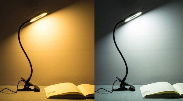 Desk Lamp,LED Clip on Light Reading Lights USB Book Clamp Light with 2 Color Modes Eye Protection Kids Desk Lamp 360 ° Flexible Gooseneck Bed Night Light for Study, Reading, Work, Makeup, Fill Light - Image 3