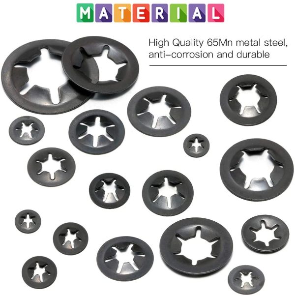 280Pcs Internal Tooth Starlock Push On Locking Washers Speed Clips Fasteners Assortment Kit - Image 6