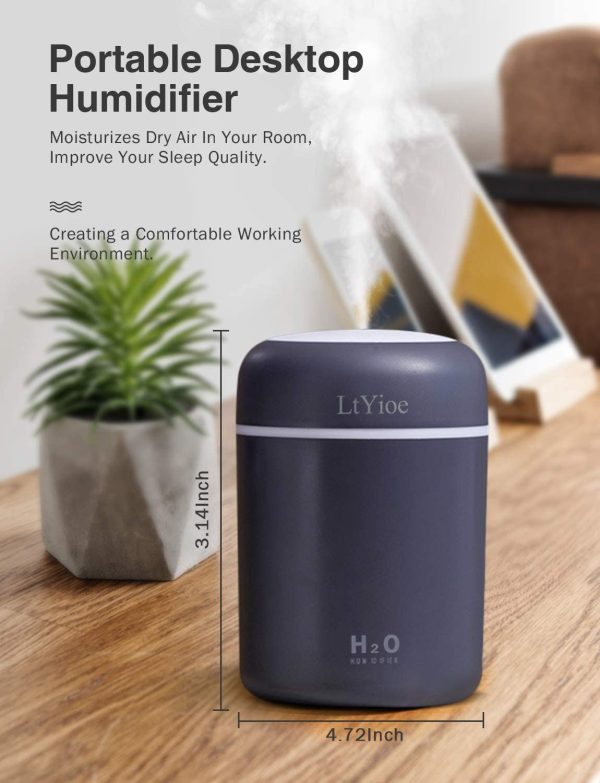 Humidifier Portable Mini Humidifiers for Bedroom, Personal Desktop Cool Mist Humidifier with Colorful Cycling Light, 2 Mist Modes and Auto Shut-Off, Quiet Operation for Office Home Car(Navy) - Image 5