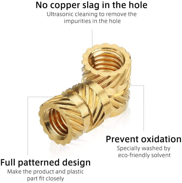 Brass Nuts, M3 Threaded Inserts M3 Thread Brass Knurled Nuts Threaded Heat Set for Printing 3D Printer and More Projects, 100pcs - Image 8