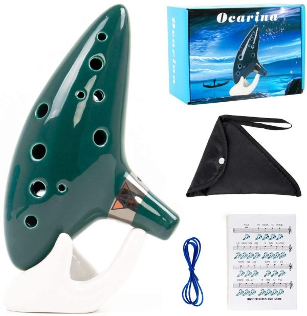 Kmise Ocarinas Ocarina, 12 Tones Holes Alto C Ocarinas Ocarina of the time, Alto C Link Cosplay Ceramic Replica with Song Book Green - Image 6