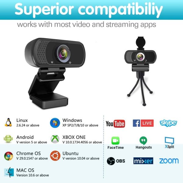 1080P Webcam,Live Streaming Web Camera with Stereo Microphone, Desktop or Laptop USB Webcam with 110 Degree View Angle, HD Webcam for Video Calling, Recording, Conferencing, Streaming, Gaming - Image 8