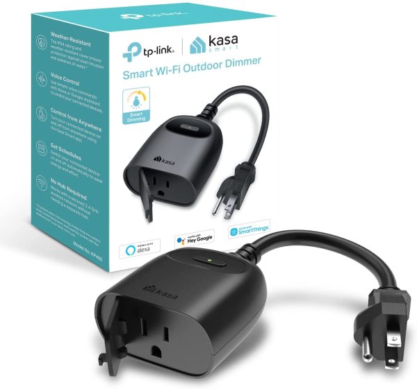 Kasa Smart Outdoor Dimmer Plug, IP64 Plug- in Dimmer for Outdoor String Lights, Compatible with Alexa, Long Wi-Fi Range 2.4Ghz, No Hub Required, ETL Certified (KP405), Black, 1 Outlet - Image 6