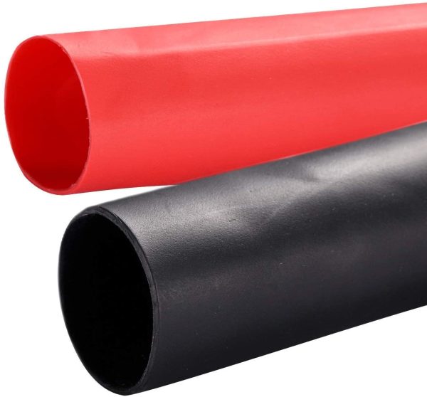 2 Pack 1/2'' Heat Shrink Tube 3:1 Adhesive-Lined Heat Shrinkable Tubing Black & Red 4Ft