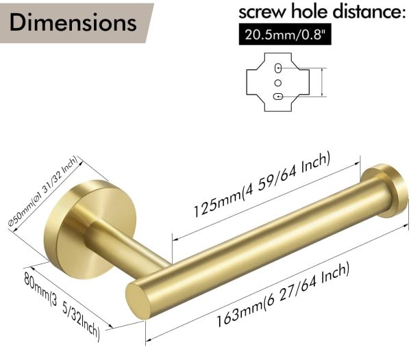 KES Gold Toilet Paper Holder Toilet Roll Holder for Bathroom Lavatory 304 Stainless Steel Wall Mount Brushed Brass, A2175S12-BZ - Image 5