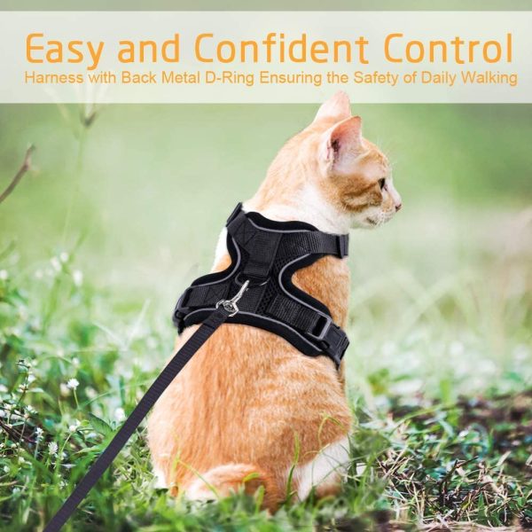 rabbitgoo Cat Harness and Leash for Walking, Escape Proof Soft Adjustable Vest Harnesses for Small Medium Cats, Easy Control Breathable Reflective Strips Jacket, XS, Black - Image 6